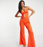 Asyou Plunge Cami Jumpsuit In Red-multi