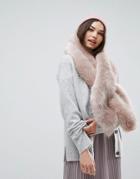 Asos Faux Fur Oversized Scarf - Pink