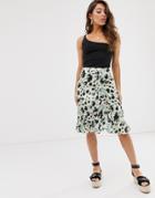 Na-kd Floral Print Frill Skirt In Green - Green