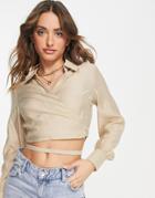 Vero Moda Aware Wrap Front Blouse In Beige-neutral