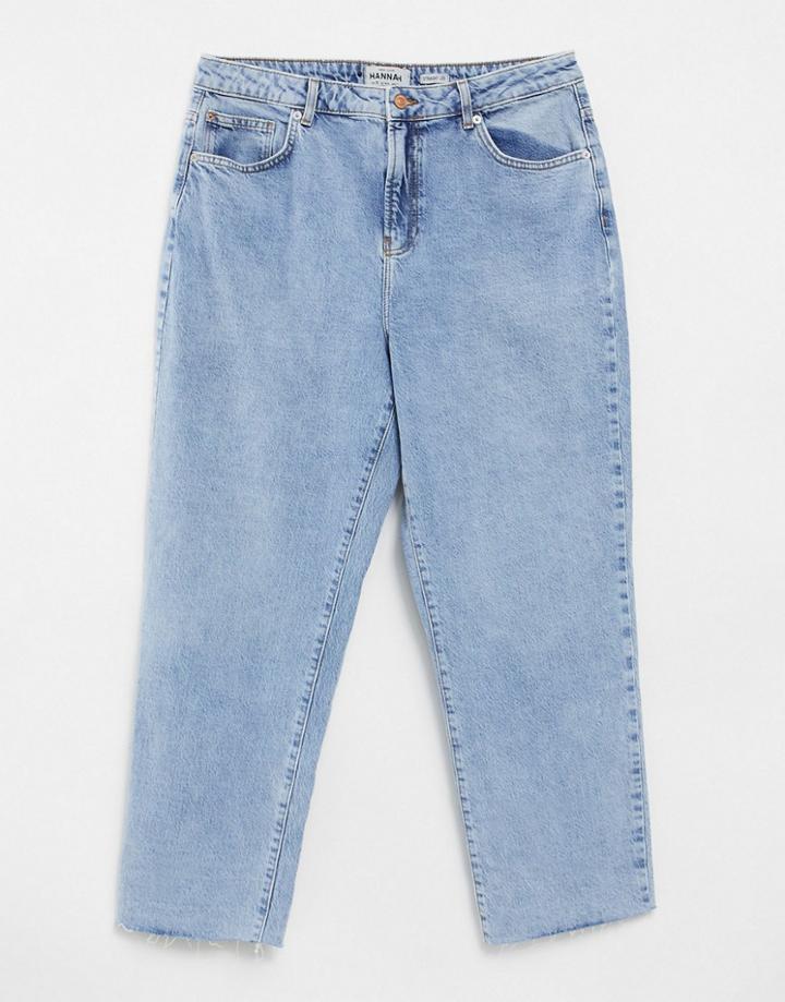 New Look Fray Hem Straight Leg Jean In Blue-blues