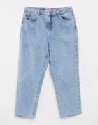 New Look Fray Hem Straight Leg Jean In Blue-blues