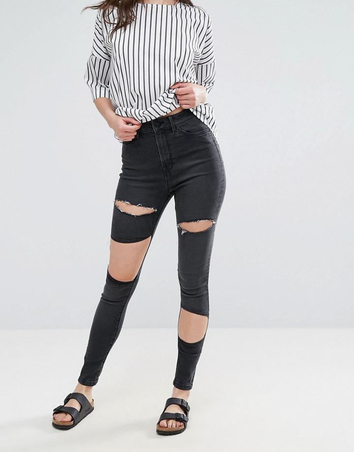Waven Anika Slashed High Rise Skinny Jeans - Black