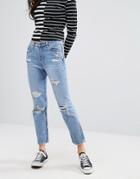 New Look Extreme Rip Straight Leg Jeans - Blue
