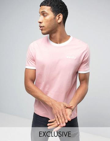Diadora Ringer T-shirt With Small Logo Exclusive To Asos - Pink