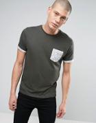 Brave Soul Paisley Pocket Print T-shirt - Green