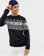 Jack & Jones Originals Knitted Holidays Sweater-navy