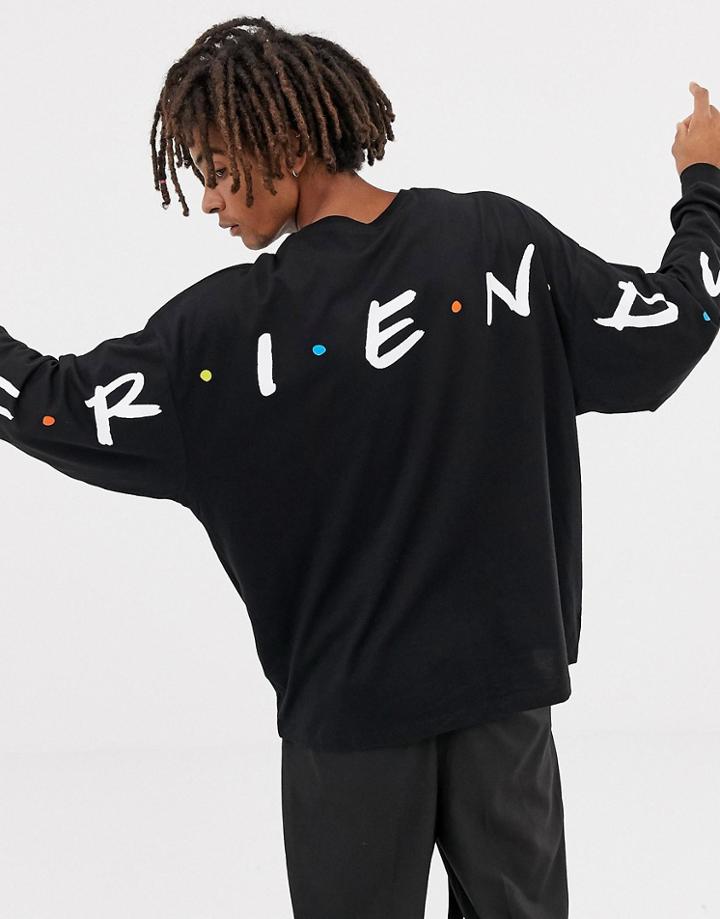 Asos Design Friends Oversized Long Sleeve T-shirt - Black