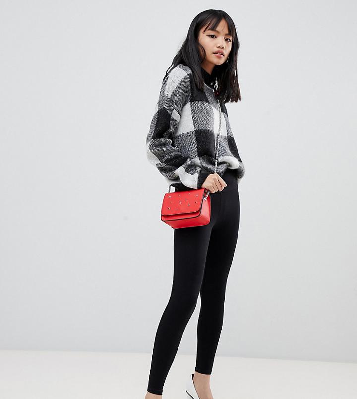 River Island Petite High Waist Leggings In Black - Black