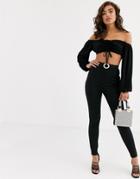 Asos Design Bandage Skinny Pants With Embellished Trim - Black