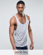 Asos Tall Tank With Extreme Racer Back In Gray Marl - Gray