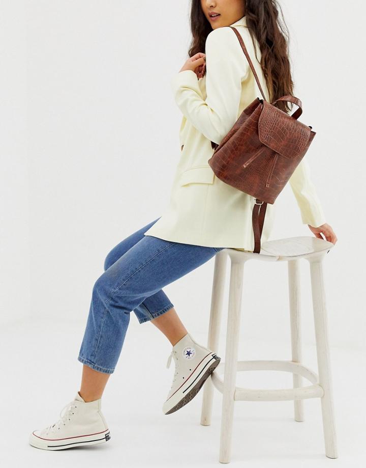 Asos Design Croc Backpack - Tan