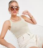 Threadbare Tall Scarlett Knitted Crop Top In Buttercream-brown