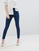 Asos Ridley High Waist Skinny Jeans In Clemence Wash - Blue