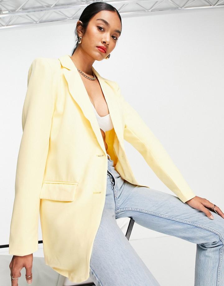 Vila Tailored Suit Blazer In Lemon-yellow