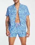 South Beach Beach Shirt In Blue Swirl Print