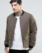 Another Influence Khaki Bomber Jacket - Green