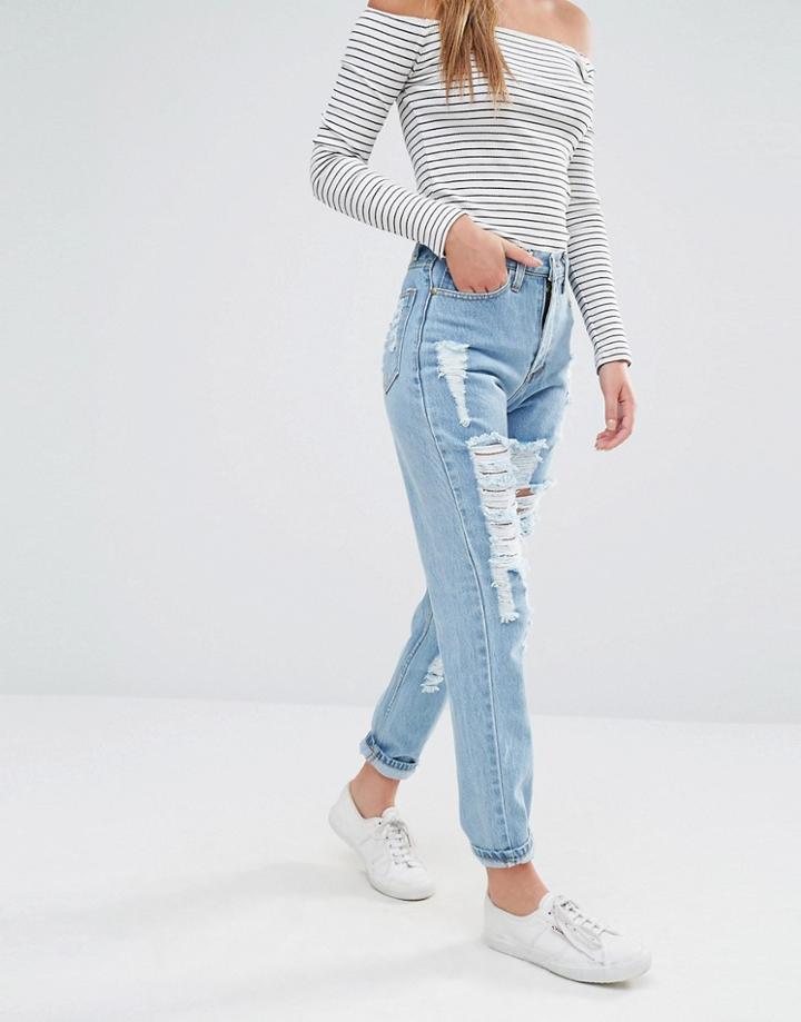 Good Vibes Bad Daze Distressed Jeans - Sunbleach