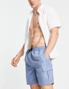 New Look Longer Length Swim Cargos In In Light Blue