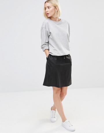 Selected Leather Skirt - Black