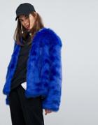 Story Of Lola Faux Fur Coat - Blue