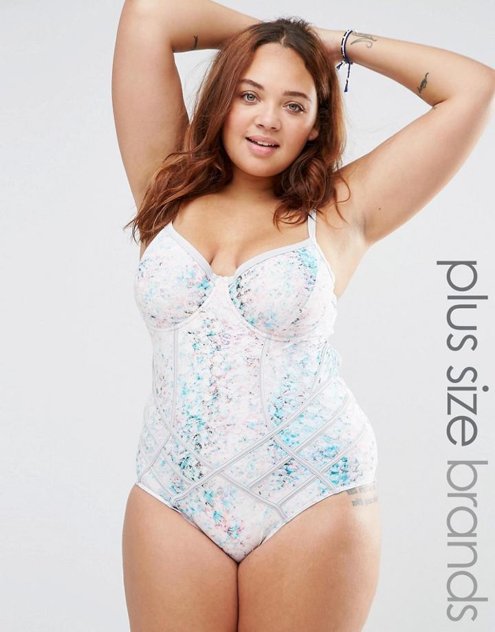 Robyn Lawley Sanke Charmer Lattic Detail Swimsuit - Pink
