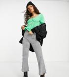 Asos Design Petite Knitted Top With Frill Seam Corset Detail-green