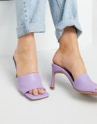 Asos Design Hattie Mid-heeled Mule Sandals In Lilac-purple