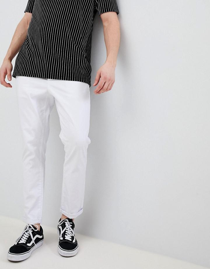 Asos Design Tapered Chinos In White - White