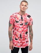 Hype T-shirt With Floral Print - Pink