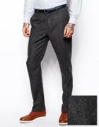 Asos Slim Suit Pants In Herringbone - Gray