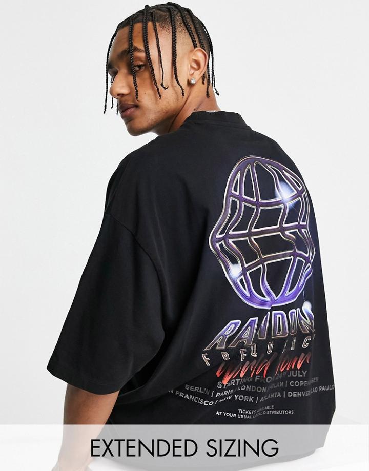 Asos Design Oversized T-shirt In Black With Street Back Print