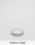 Asos Sterling Silver Striped Ring - Silver