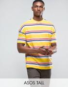Asos Tall Oversized Stripe T-shirt In Yellow - Yellow