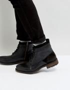Steve Madden Hardin Leather Boots In Black - Black