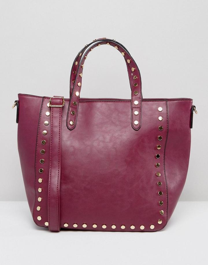 Yoki Fashion Studded Tote Bag - Red