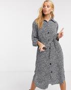 Monki Valentina Midi Shirt Dress In Black And White