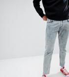 Just Junkies Tapered Jeans In Acid Wash - Blue