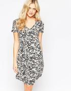 Vila Ditsy Print V Neck Dress - Rose Smoke