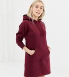Brave Soul Petite Sweatshirt Dress With Hood - Red