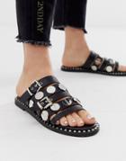 Asos Design Fear Studded Sandals - Black
