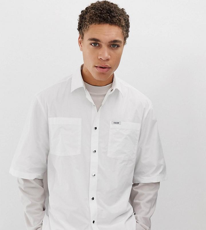 Collusion Nylon Shirt With Pockets - White
