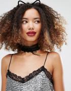 Missguided Bow Lace Choker Necklace - Black