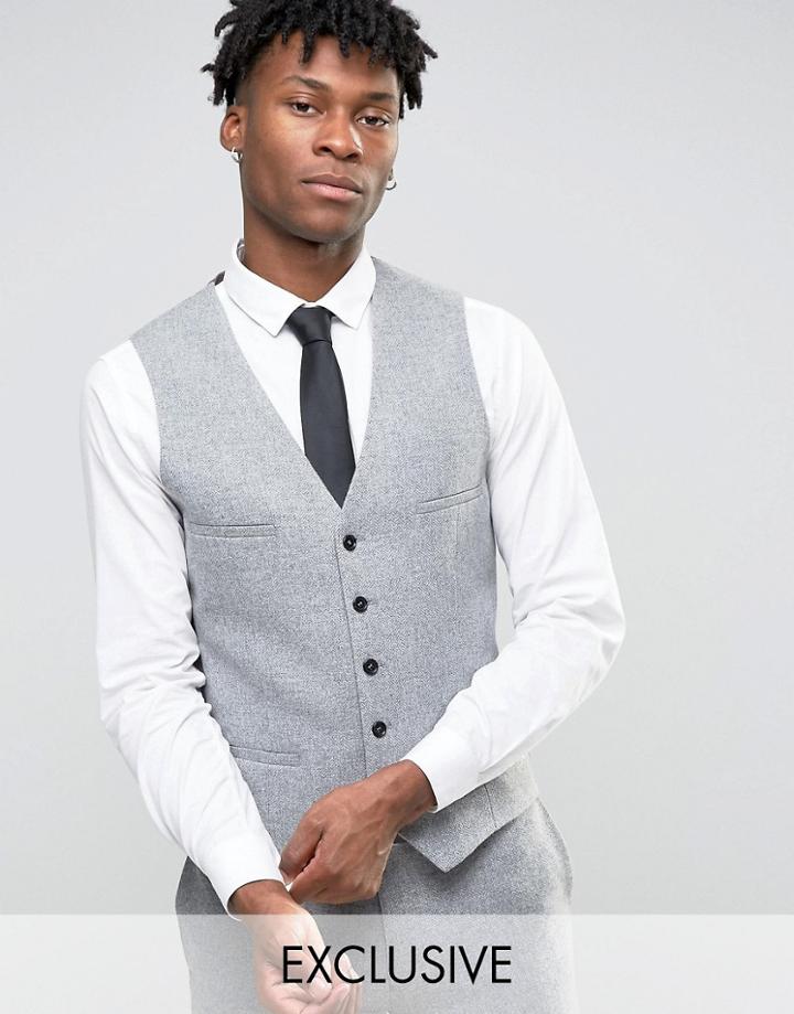 Noak Skinny Vest In Flannel - Gray