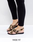 New Look Wide Fit Animal Buckle Detail Sandal - Stone