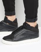 Asos Mid Top Sneakers In Black With Concealed Laces - Black