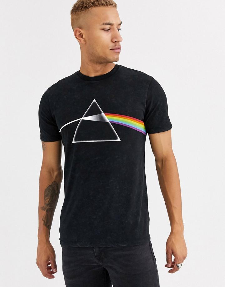Asos Design Pink Floyd T-shirt In Acid Wash-gray