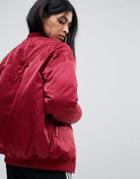 Adidas Bomber Jacket With Back Branding In Burgundy - Red