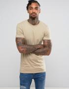 Asos Longline Muscle T-shirt - Beige