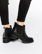 Faith Simca Black Leather Chelsea Boots - Black